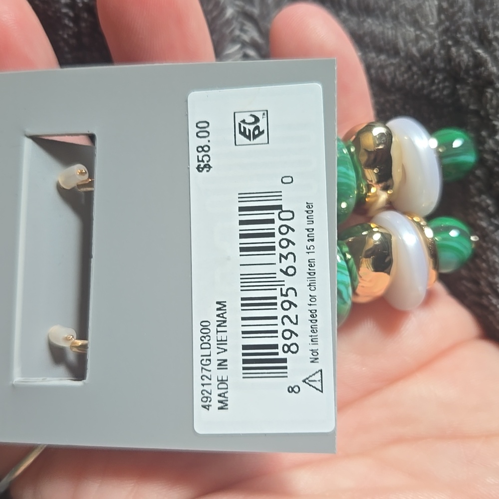 Robert Lee Morris Soho Mixed Beaded Green & Gold Drop Earrings NWT✨️ - Picture 3 of 4